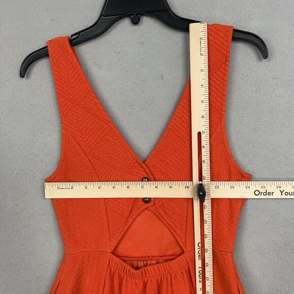 Anthropologie Maeve Dress Womens 8 Orange Textured Pockets V Neck Boho Summer - Picture 11 of 15